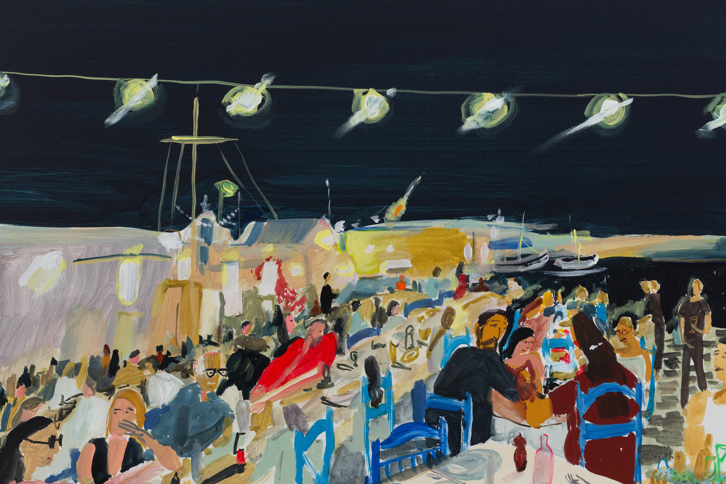 Late Dinner in Paros, 2024 (35.5" x 47.25")